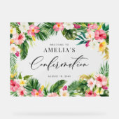 Waterverf Tropical Flowers Lijst bevestiging Acryl Bord (Voorkant)