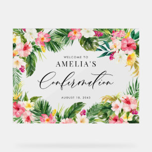 Waterverf Tropical Flowers Lijst bevestiging Acryl Bord