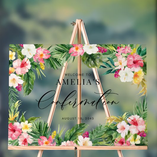 Waterverf Tropical Flowers Lijst bevestiging Acryl Bord (Neutraal)