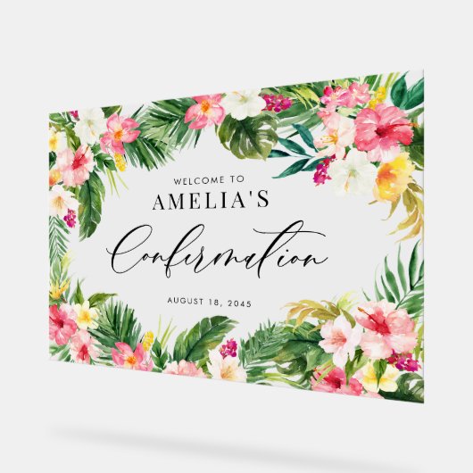 Waterverf Tropical Flowers Lijst bevestiging Acryl Bord (Hoek)