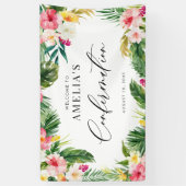 Waterverf Tropical Flowers Lijst bevestiging Spandoek (Verticaal)
