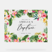 Waterverf Tropical Flowers Lijst Doop Acryl Bord (Voorkant)