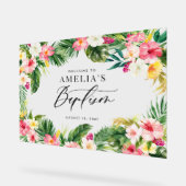 Waterverf Tropical Flowers Lijst Doop Acryl Bord (Hoek)