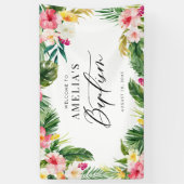 Waterverf Tropical Flowers Lijst Doop Spandoek (Verticaal)