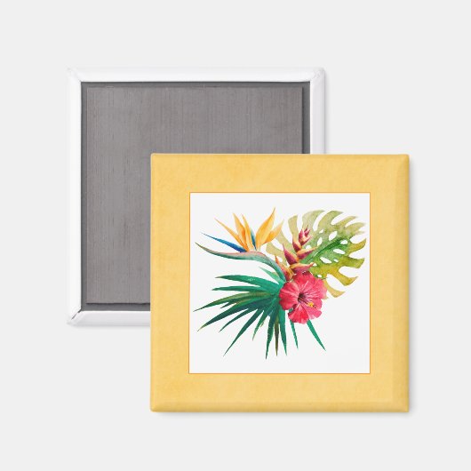Waterverf Tropical Flowers Magnet (Voorkant / Achterkant)