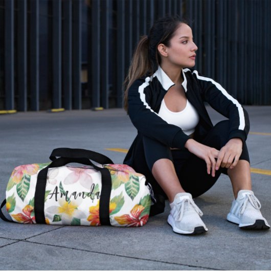 Waterverf Tropical Flowers Pattern Gepersonaliseer Plunjezak