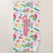 Waterverf Tropical Flowers Pattern Gepersonaliseer Strandlaken (Voorkant)
