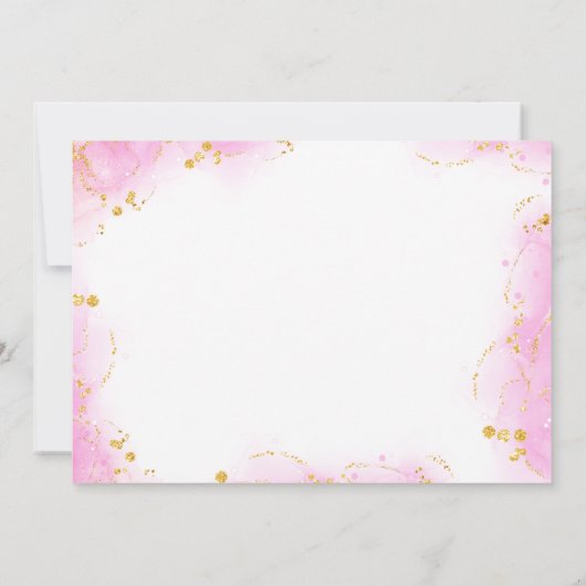 Waterverf Tropical Flowers Pink Gold Glitter Save The Date (Achterkant)