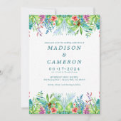 Waterverf Tropical Flowers Trouwuitnodiging Kaart (Voorkant)