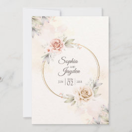 Waterverf Tropical Flowers Trouwuitnodiging Kaart