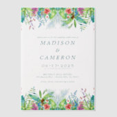 Waterverf Tropical Flowers Trouwuitnodiging Vellum Uitnodigingen (Voorkant)