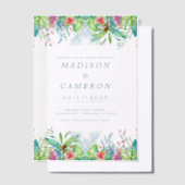 Waterverf Tropical Flowers Trouwuitnodiging Vellum Uitnodigingen (Offset)