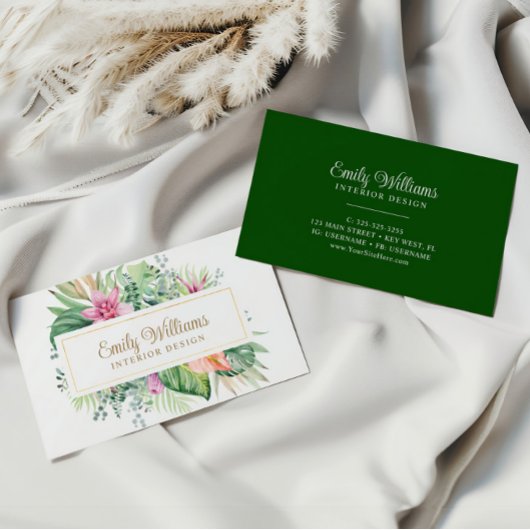 Waterverf Tropical Flowers Visitekaartje