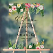 Waterverf Tropical Flowers Zomer Bruiloft Welkom Acryl Bord (Neutraal)