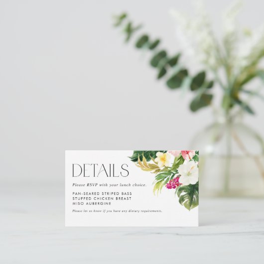 Waterverf Tropical Flowers Zomer RSVP Details Informatiekaartje (Staand voorkant)