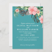 Waterverf Tropical Flowers Zomerbruiloft Kaart (Voorkant)