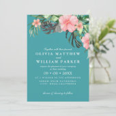 Waterverf Tropical Flowers Zomerbruiloft Kaart (Staand voorkant)