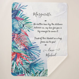 Waterverf Tropical Foliage Custom Bericht Sherpa Deken