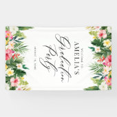 Waterverf Tropical Garlands Afstudeerfeest Spandoek (Horizontaal)