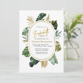 Waterverf Tropical Gold Foil Bachelorette Party Kaart (Staand voorkant)