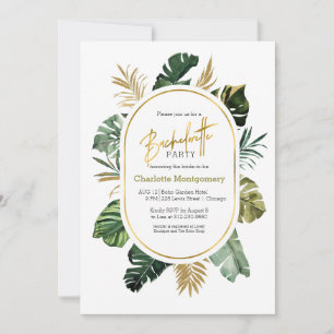 Waterverf Tropical Gold Foil Bachelorette Party Kaart