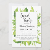 Waterverf Tropical Graduation Party Invitation Kaart (Voorkant)