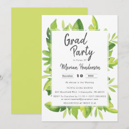 Waterverf Tropical Graduation Party Invitation Kaart