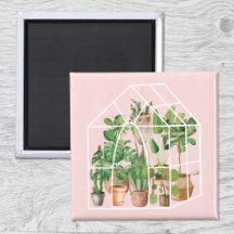 Waterverf Tropical House Plant Roze