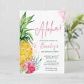 Waterverf Tropical Hula Verjaardagsuitnodiging Kaart (Staand voorkant)