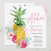 Waterverf Tropical Hula Verjaardagsuitnodiging Kaart (Voorkant / Achterkant)