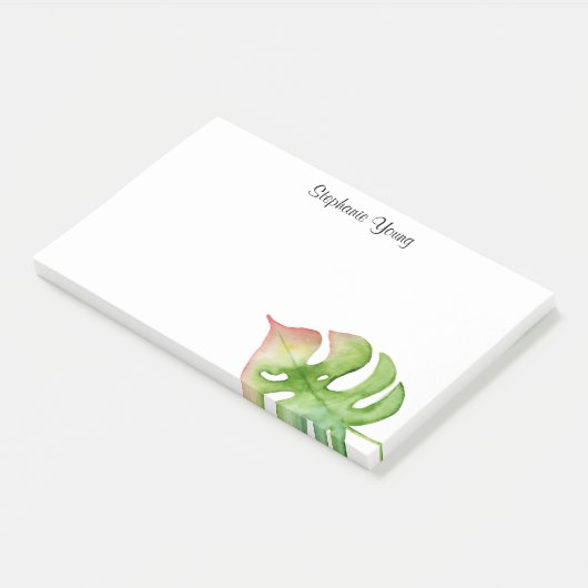 Waterverf Tropical Leaf Naam toevoegen Post It Not Post-it® Notes (Schuin)