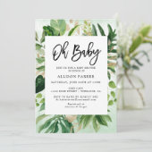 Waterverf Tropical Leaves Baby shower Kaart (Staand voorkant)