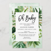 Waterverf Tropical Leaves Baby shower Kaart (Voorkant / Achterkant)