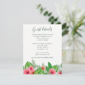 Waterverf Tropical Leaves Bruiloft Gast Details Informatiekaartje (Staand voorkant)