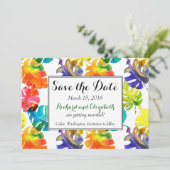 Waterverf Tropical Leaves bruiloft Save the Date Kaart (Staand voorkant)