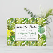 Waterverf Tropical Leaves bruiloft Save the Date Kaart (Staand voorkant)