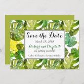 Waterverf Tropical Leaves bruiloft Save the Date Kaart (Voorkant / Achterkant)