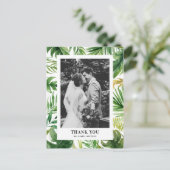 Waterverf Tropical Leaves Fotobruiloft Dank u Briefkaart (Staand voorkant)