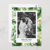 Waterverf Tropical Leaves Fotobruiloft Dank u Briefkaart (Voorkant / Achterkant)
