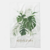 Waterverf Tropical Leaves Greenery gepersonaliseer Theedoek (Verticaal)