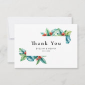 Waterverf Tropical Leaves Greenery Zomerbruiloft Bedankkaart (Voorkant)