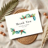 Waterverf Tropical Leaves Greenery Zomerbruiloft Bedankkaart