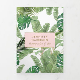 Waterverf Tropical Leaves Pattern Salon Brochure Drieluik Kaart