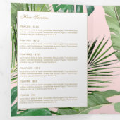 Waterverf Tropical Leaves Roze Salon Brochure Drieluik Kaart (Binnenzijde eerst)