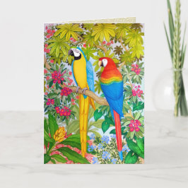 Waterverf Tropical Macaw Parrots Wenskaart Kaart