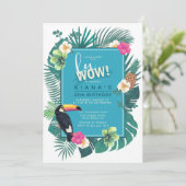 Waterverf Tropical met Toucan LuWOW! Blauwgroen ID Kaart (Staand voorkant)