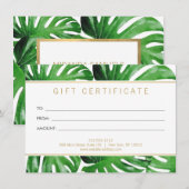 Waterverf Tropical Monstera Cadeaubon Kaart (Voorkant / Achterkant)