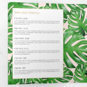 Waterverf Tropical Monstera laat roze brochure ach Drieluik Kaart (Binnenzijde eerst)