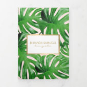 Waterverf Tropical Monstera laat roze brochure ach Drieluik Kaart (Cover)