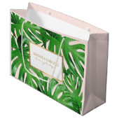 Waterverf Tropical Monstera laat roze Groot Cadeauzakje (Voorkant Gekanteld)